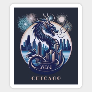 Celestial Dragon Over Chicago - 2024 Lunar New Year Sticker